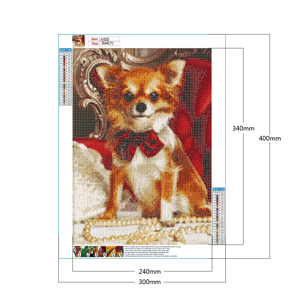 Chihuahua Dog Wearing Bow | Diamond Painting