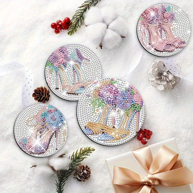 Diy 8pcs/set Christmas  Diamond Painting Coasters with Holder