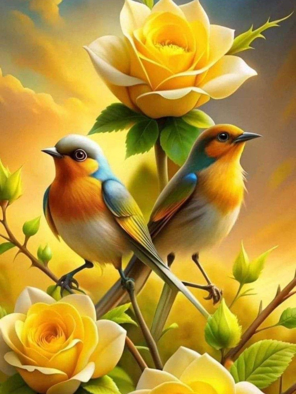 Birds and Flowers | Diamond Painting