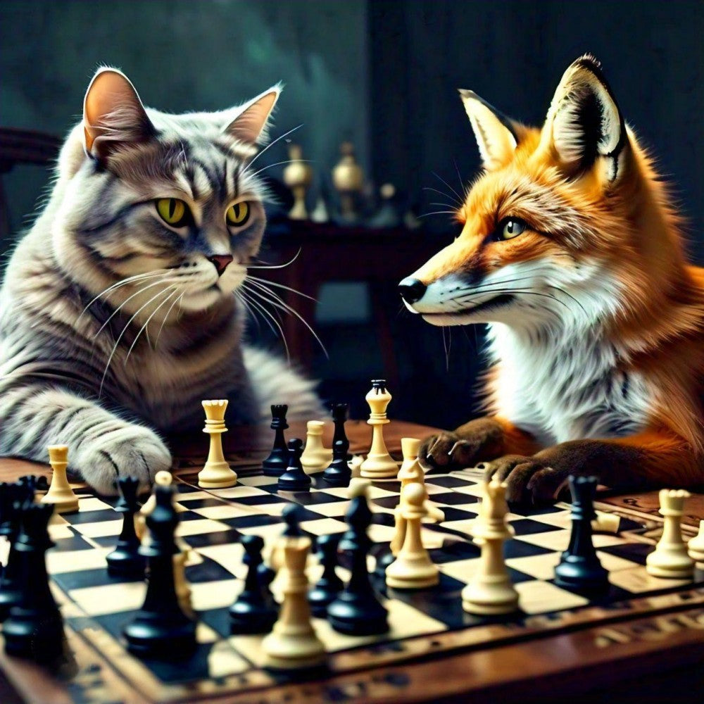 Cats Playing Chess | Diamond Painting