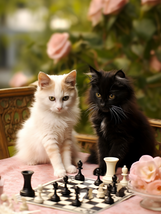 Cats Playing Chess | Diamond Painting