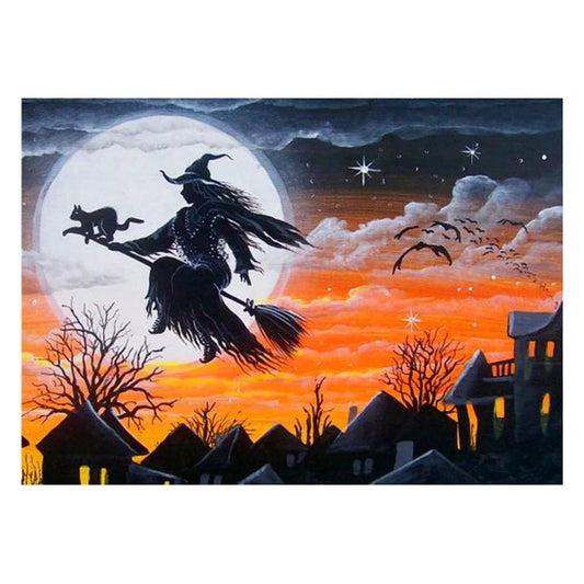 Halloween Black Midnight Cat | Cross Stitch Embroidery