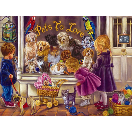 Kids And Dogs | Diamond Painting