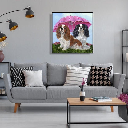 Umbrella Dog Cavalier King Charles Spaniel | Diamond Painting