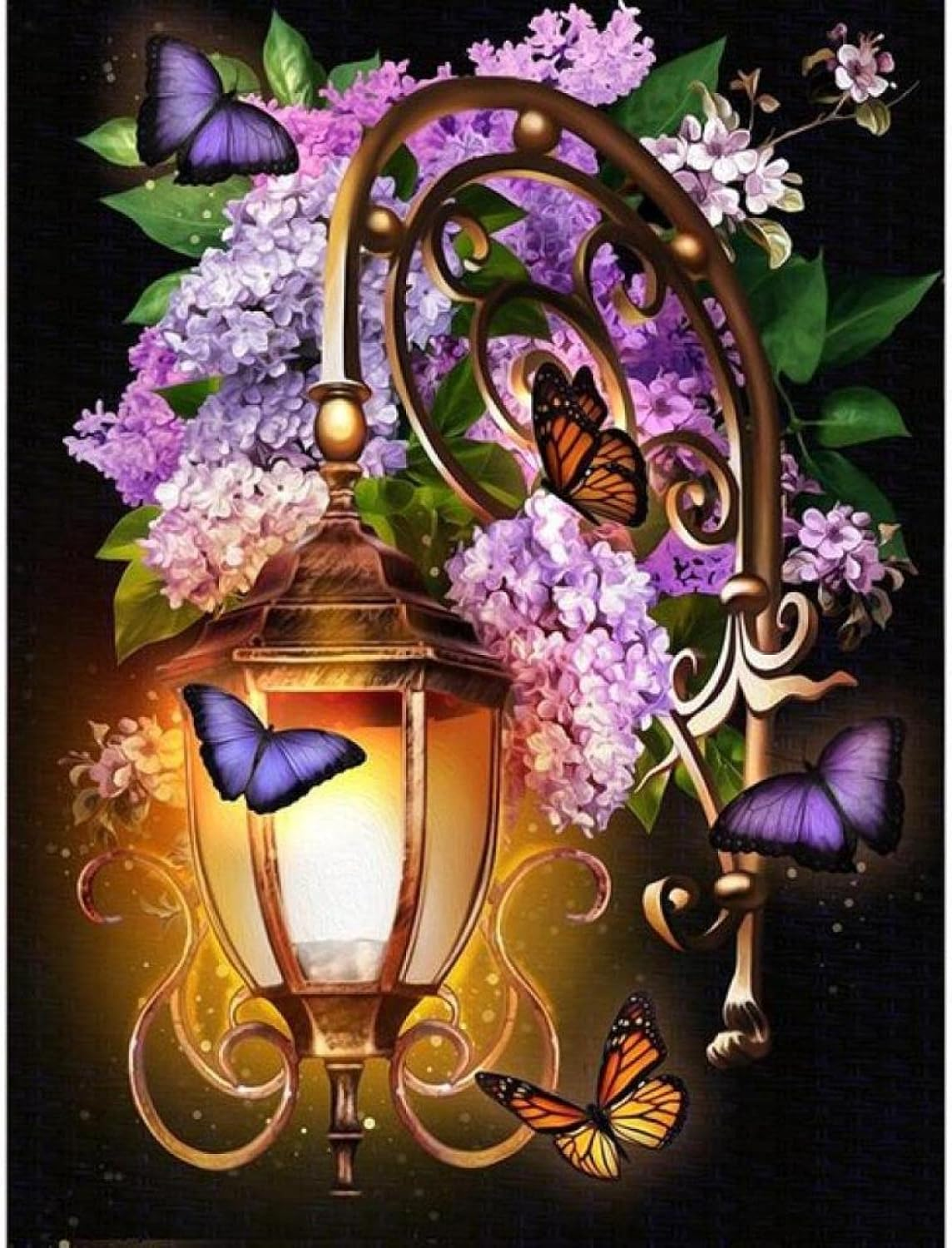 Street Lights And Flowers | Diamond Painting