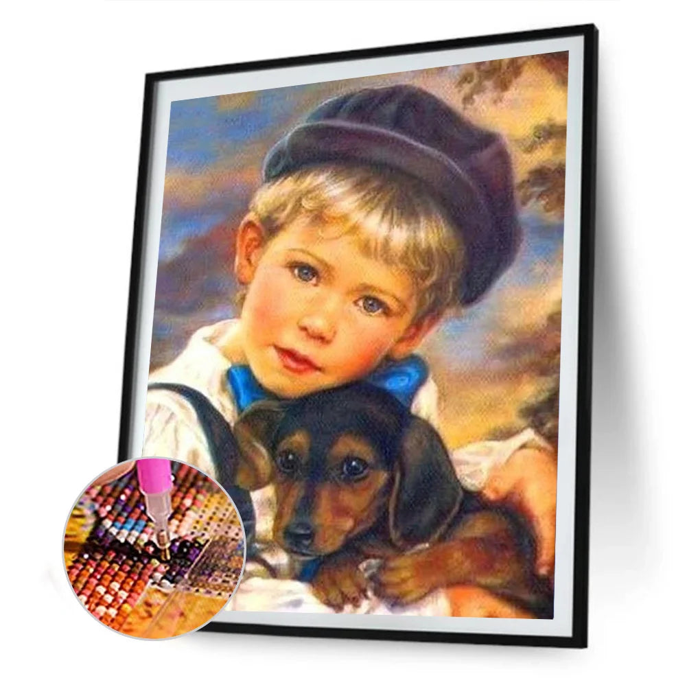 Boy And Dog | Diamond Painting