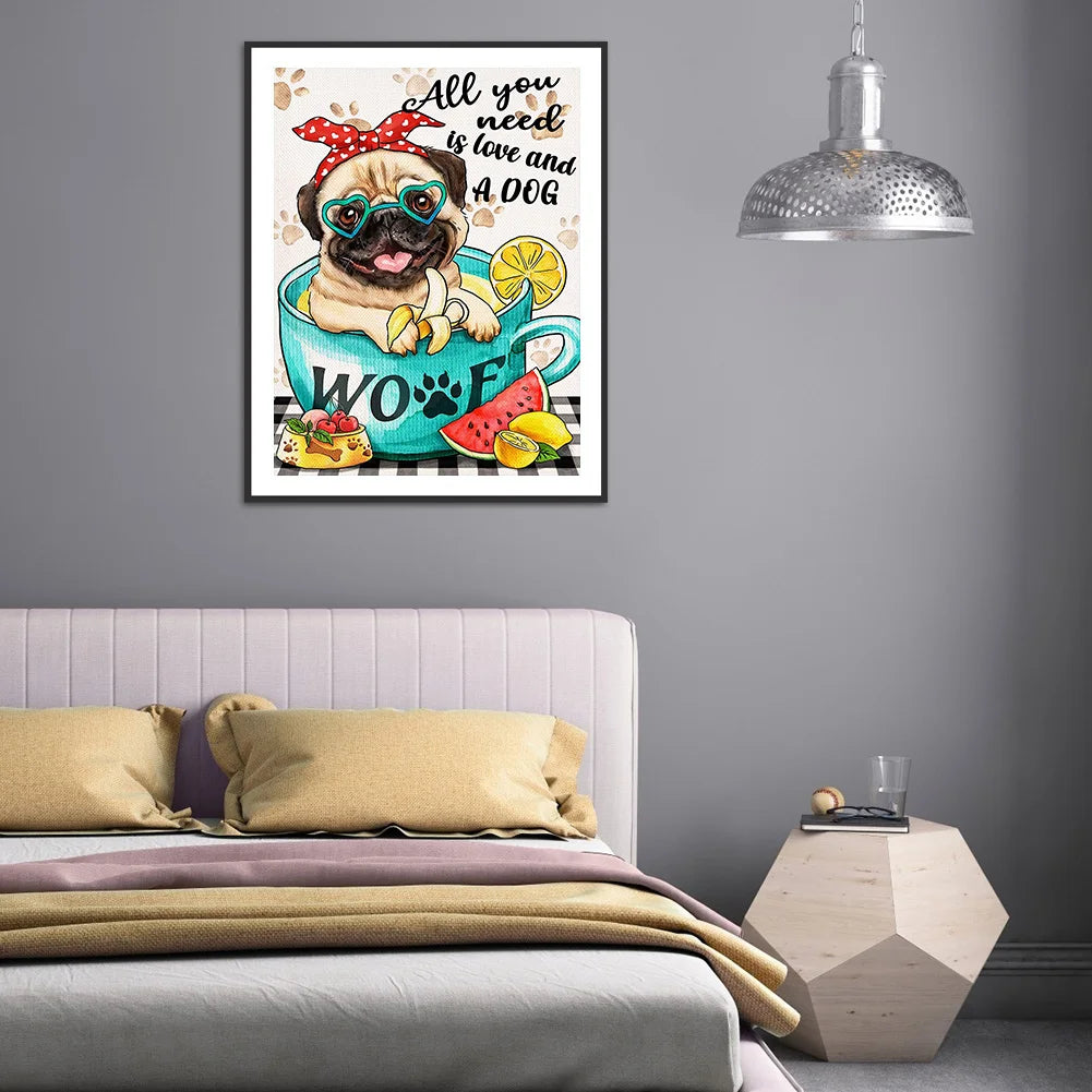 Cup Dog Pug | Diamond Painting