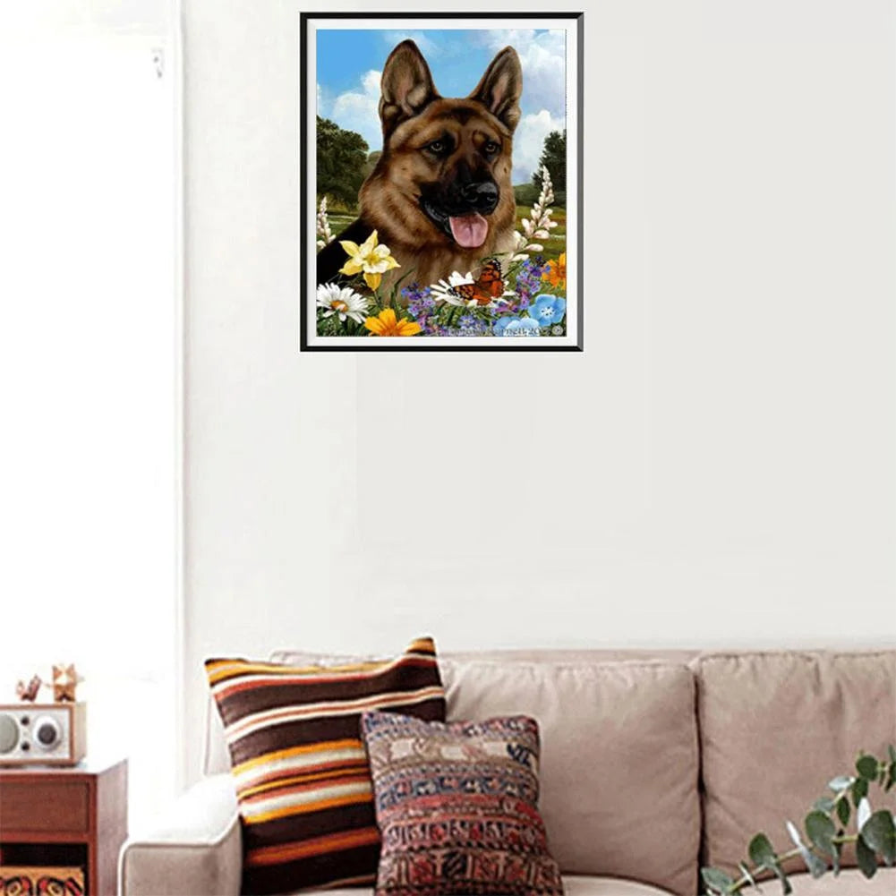 Flower Dog German Shepherd | Diamond Painting