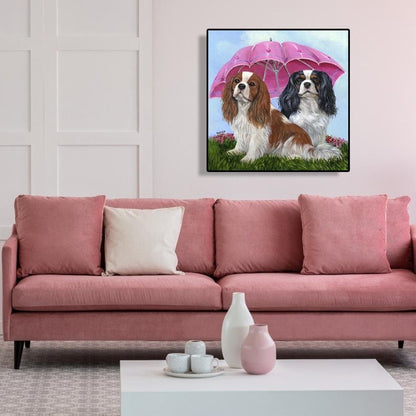 Umbrella Dog Cavalier King Charles Spaniel | Diamond Painting