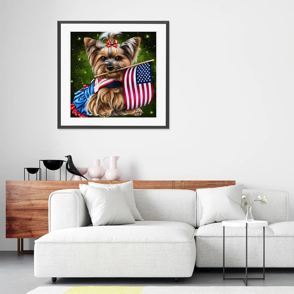 Flag Dog Yorkie | Diamond Painting