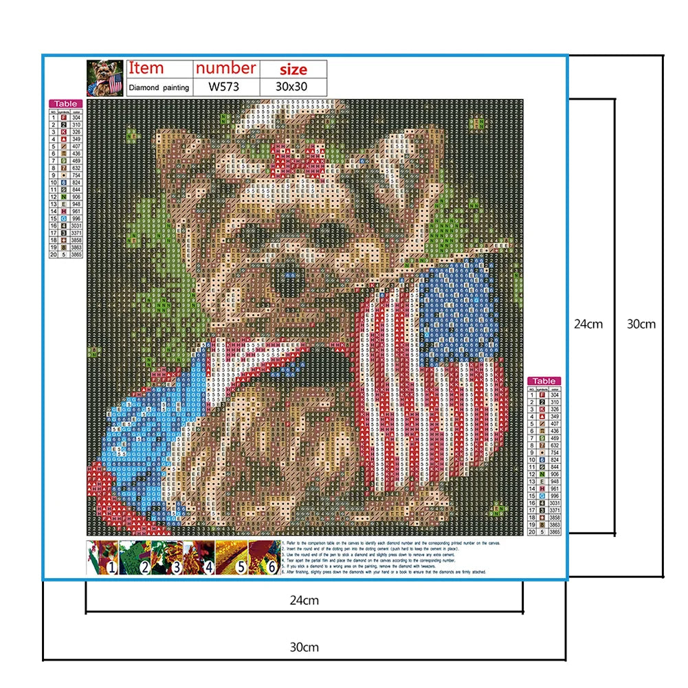 Flag Dog Yorkie | Diamond Painting