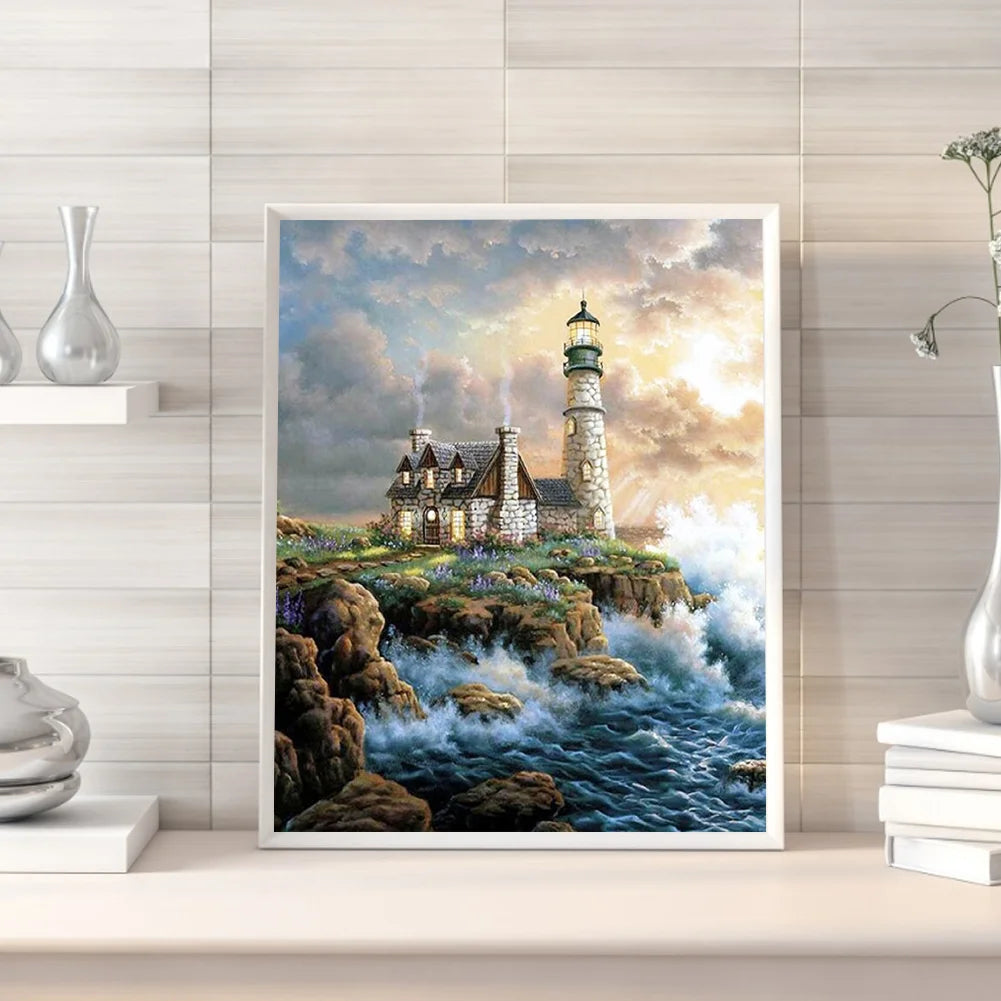 Lighthouse Of Crashing Waves | Diamond Painting