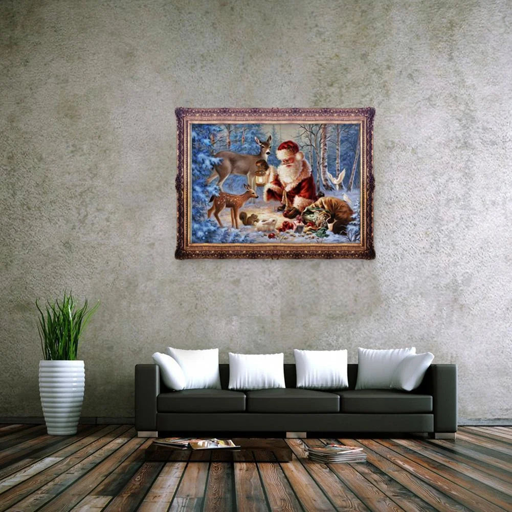 Christmas Santa Claus Carrying The Lantern | Diamond Painting