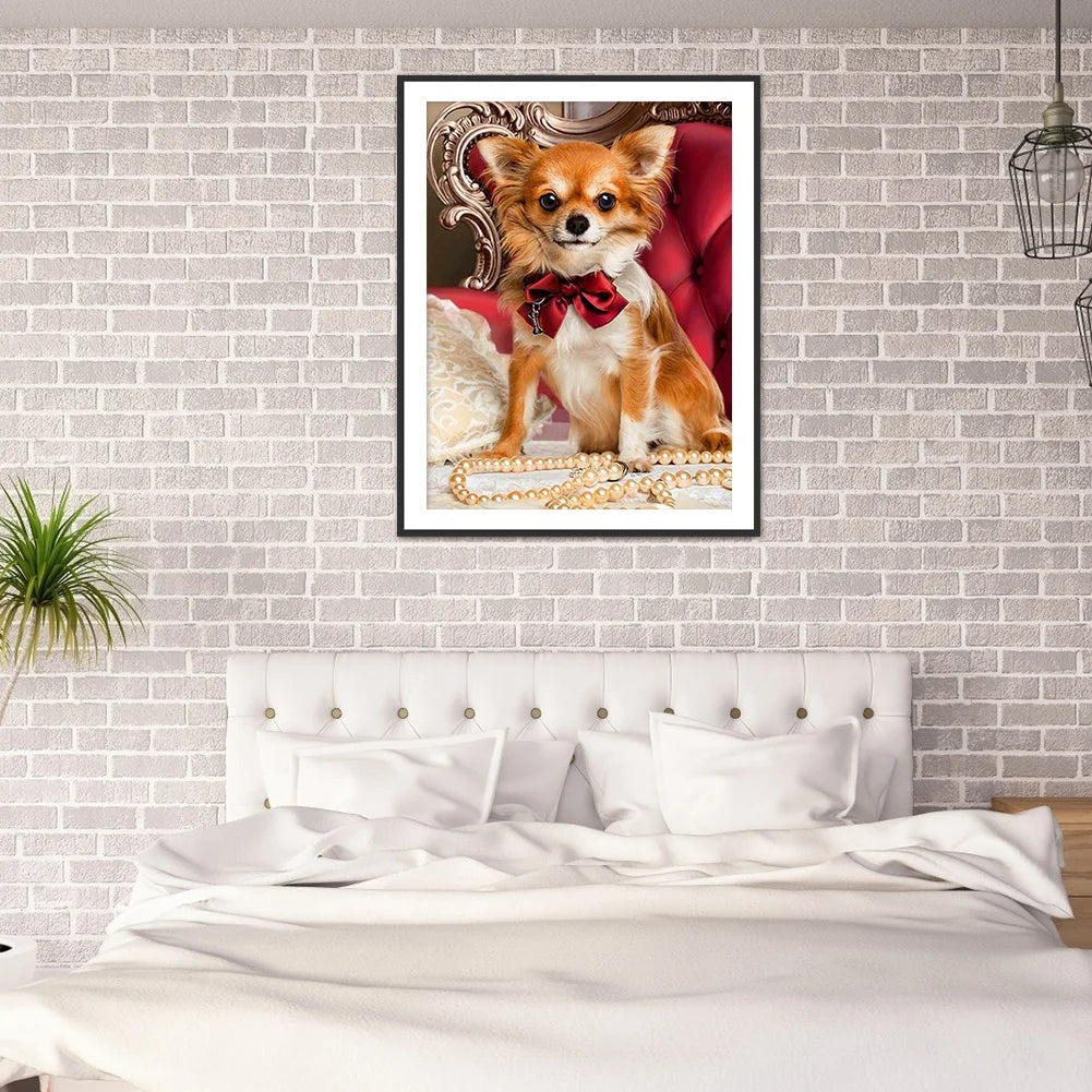 Chihuahua Dog Wearing Bow | Diamond Painting