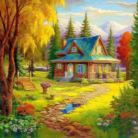 House At The Foot Of The Mountain | Diamond Painting