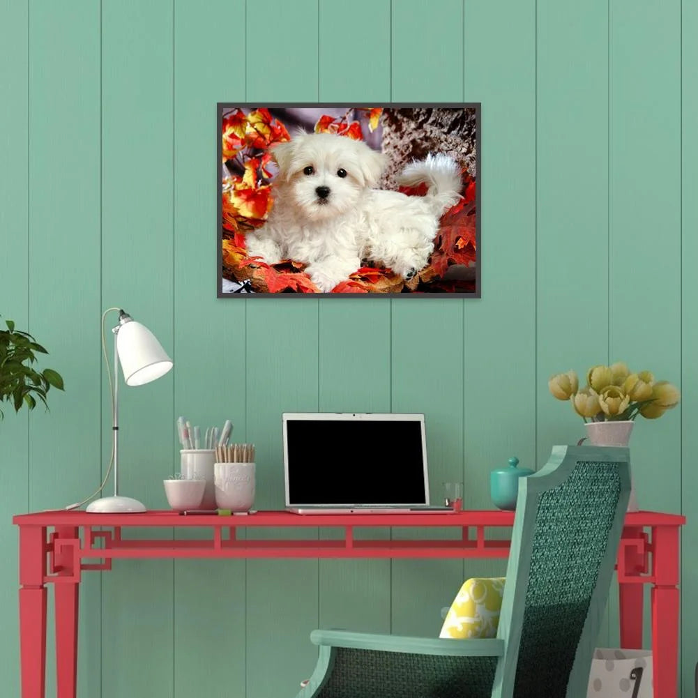 Red Leaves Dog Shih Tzu | Diamond Painting