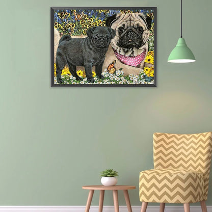 Butterfly And Dog Pug | Diamond Painting