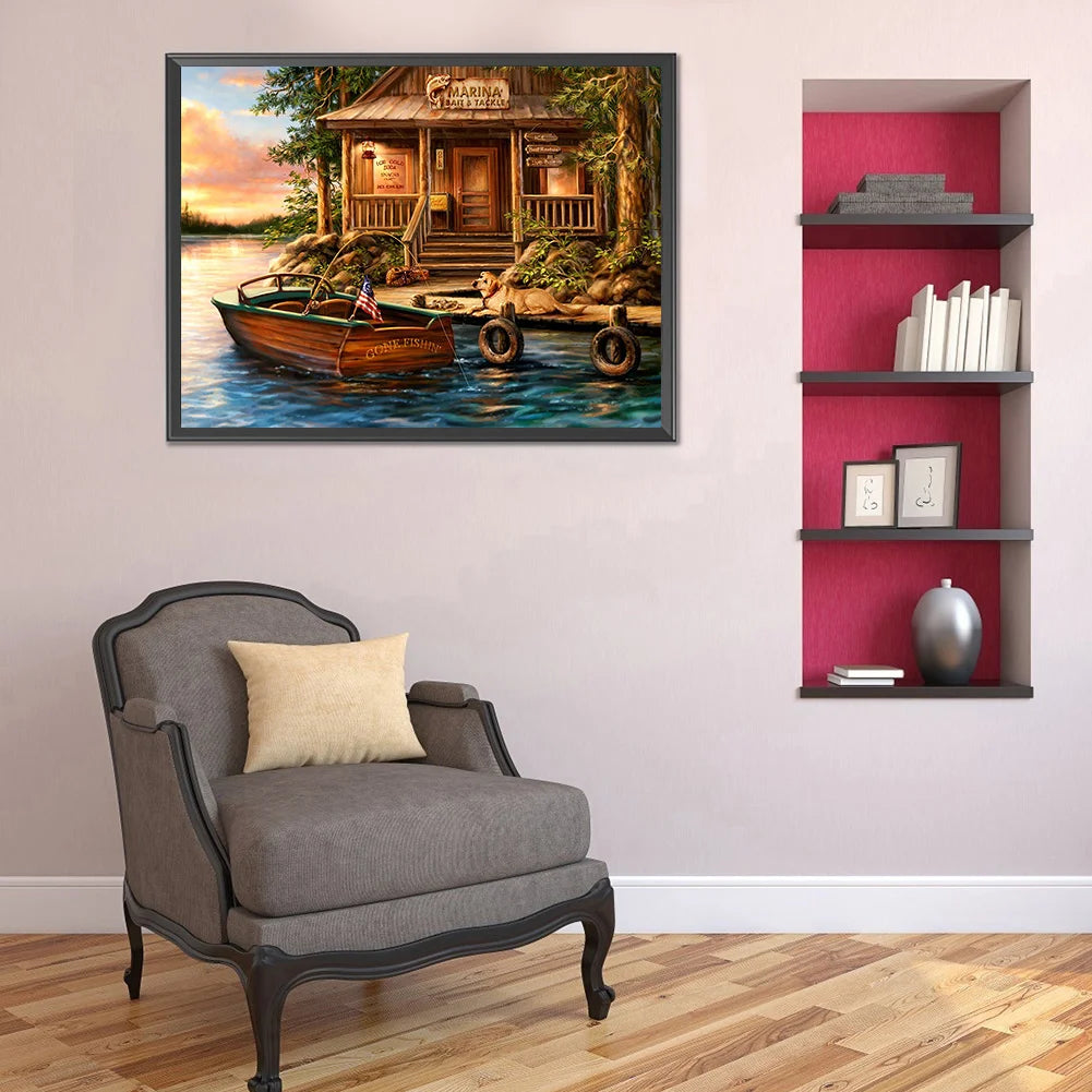 Cabin And Boat | Diamond Painting