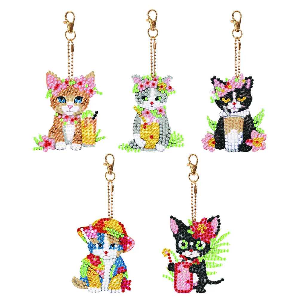 Diy 5pcs/set  Diamond Painting Keychain