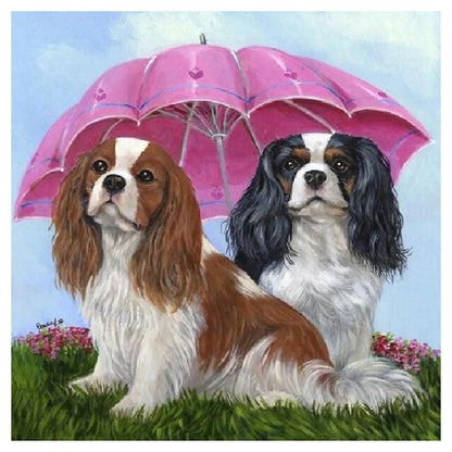 Umbrella Dog Cavalier King Charles Spaniel | Diamond Painting