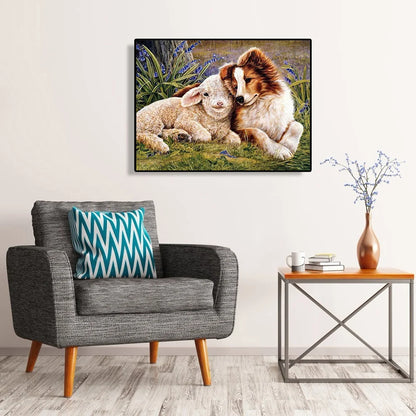 Sheep And Dog Australian Shepherd | Diamond Painting