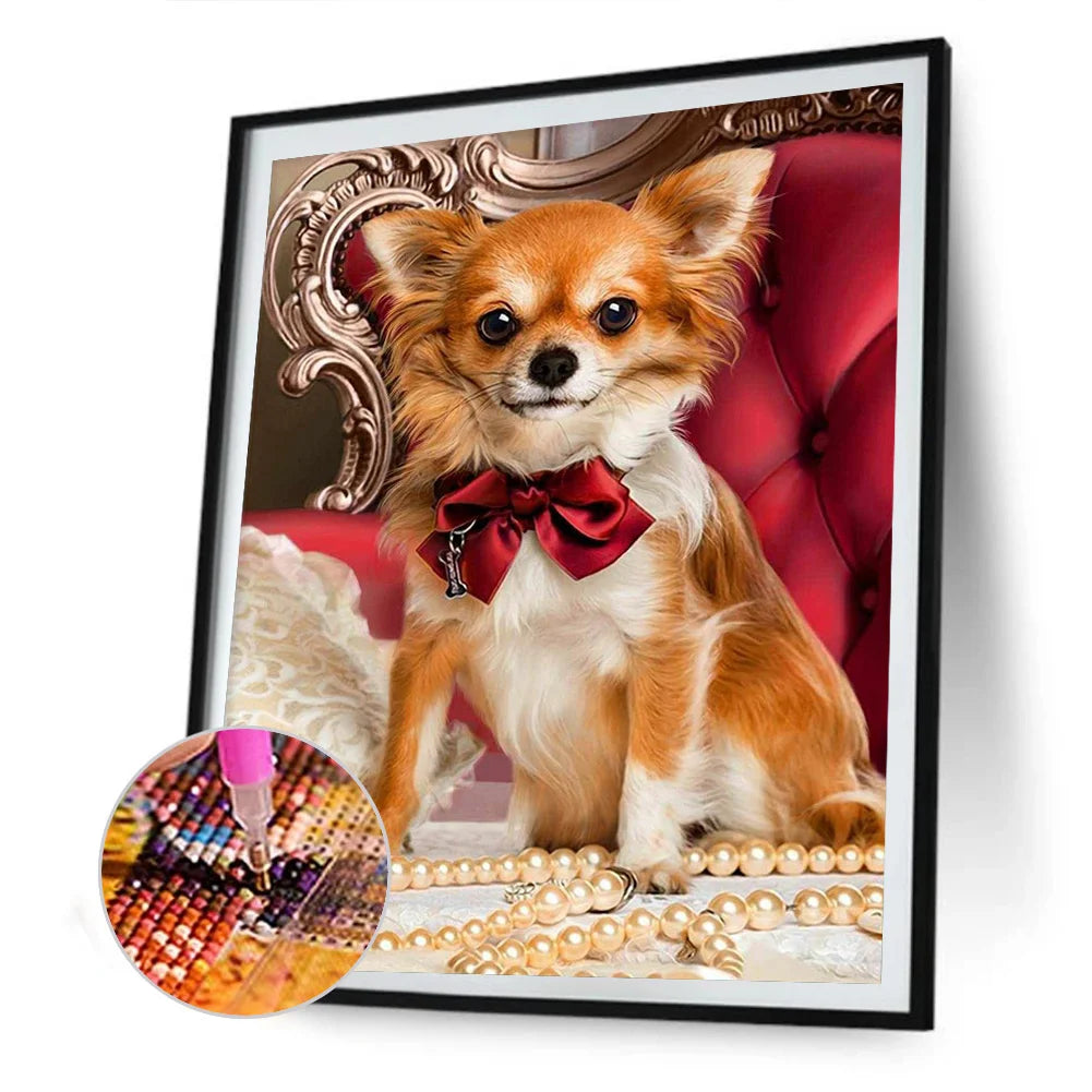 Chihuahua Dog Wearing Bow | Diamond Painting