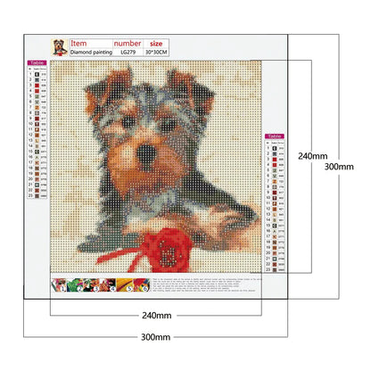 Rose And Dog Yorkie | Diamond Painting