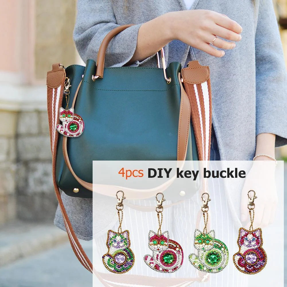 Diy 4pcs/set  Diamond Painting Keychain