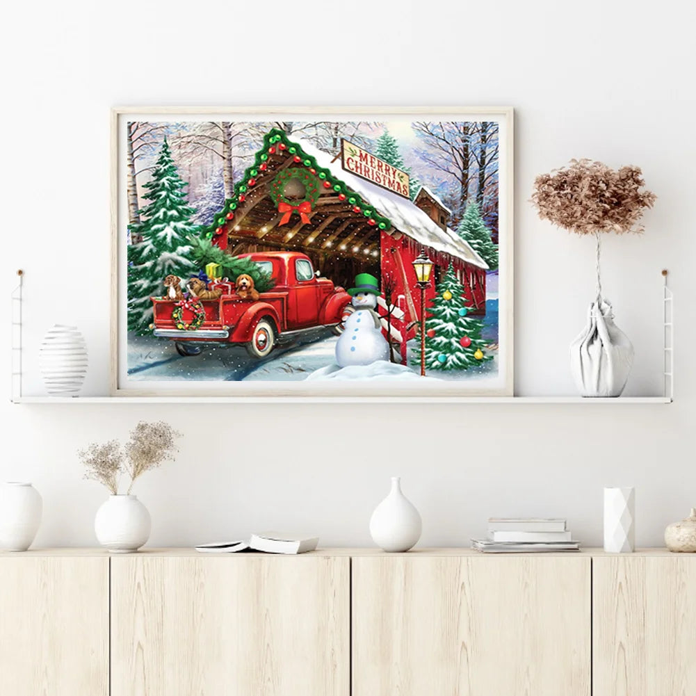 Christmas Red Cabin | Diamond Painting