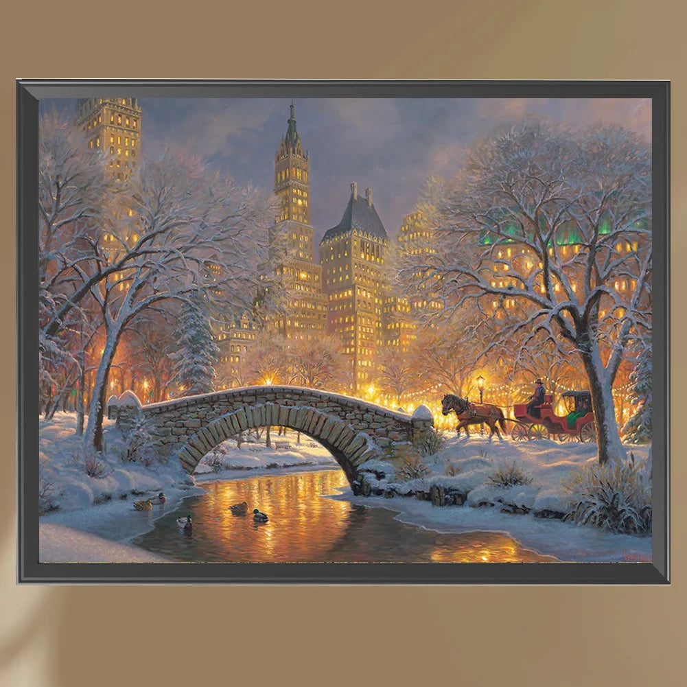 Small Bridge In The Snow | Diamond Painting