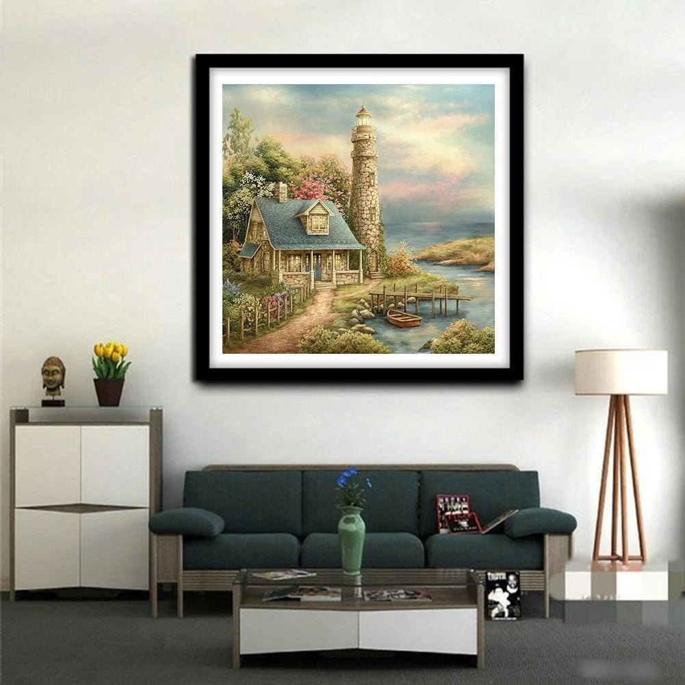 Lighthouse And Villa | Diamond Painting