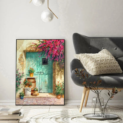 Red Flowers At The Door | Diamond Painting