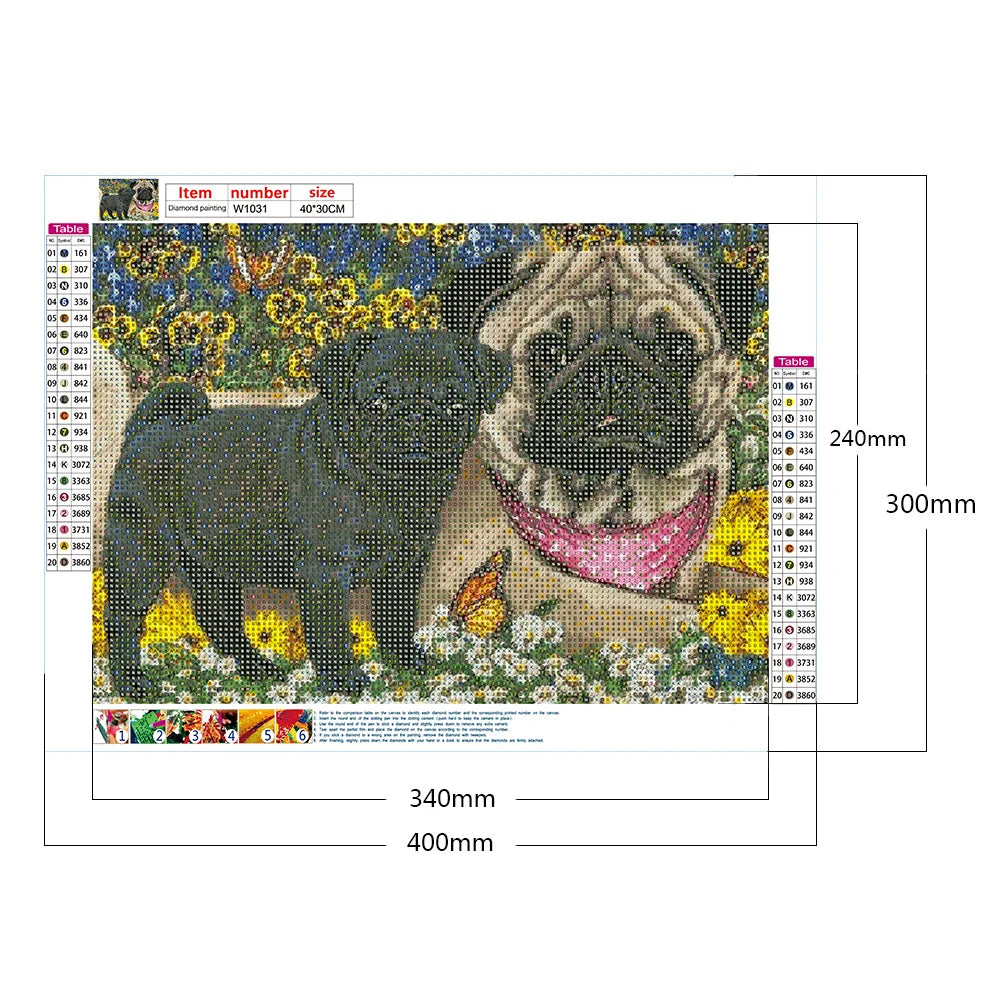 Butterfly And Dog Pug | Diamond Painting