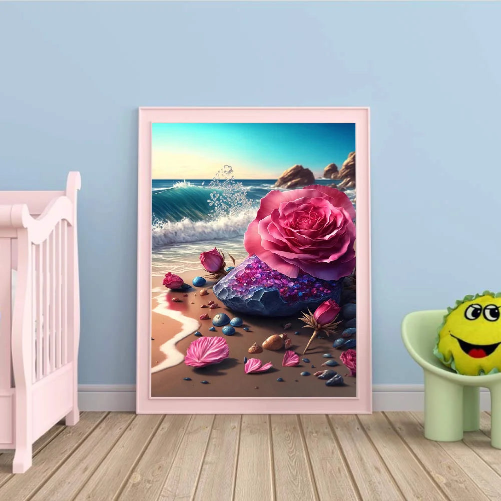 Pink Rose By The Sea | Diamond Painting