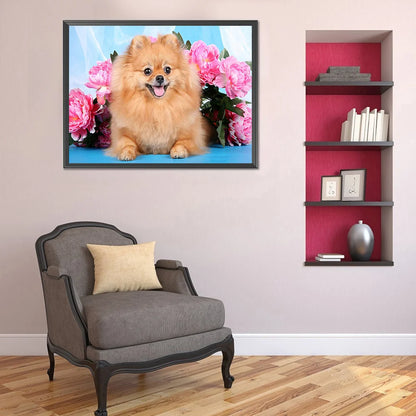 Flower Dog Pomeranian | Diamond Painting