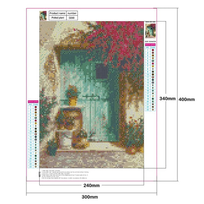 Red Flowers At The Door | Diamond Painting
