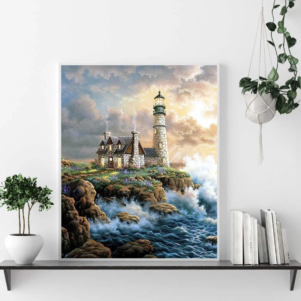 Lighthouse Of Crashing Waves | Diamond Painting