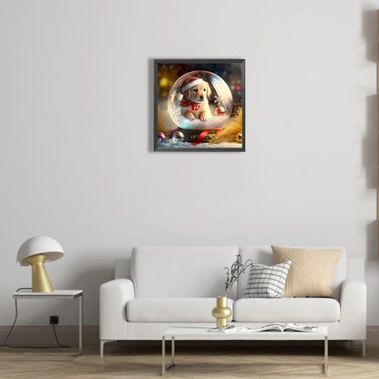 Christmas Dog Yellow Labrador | Diamond Painting