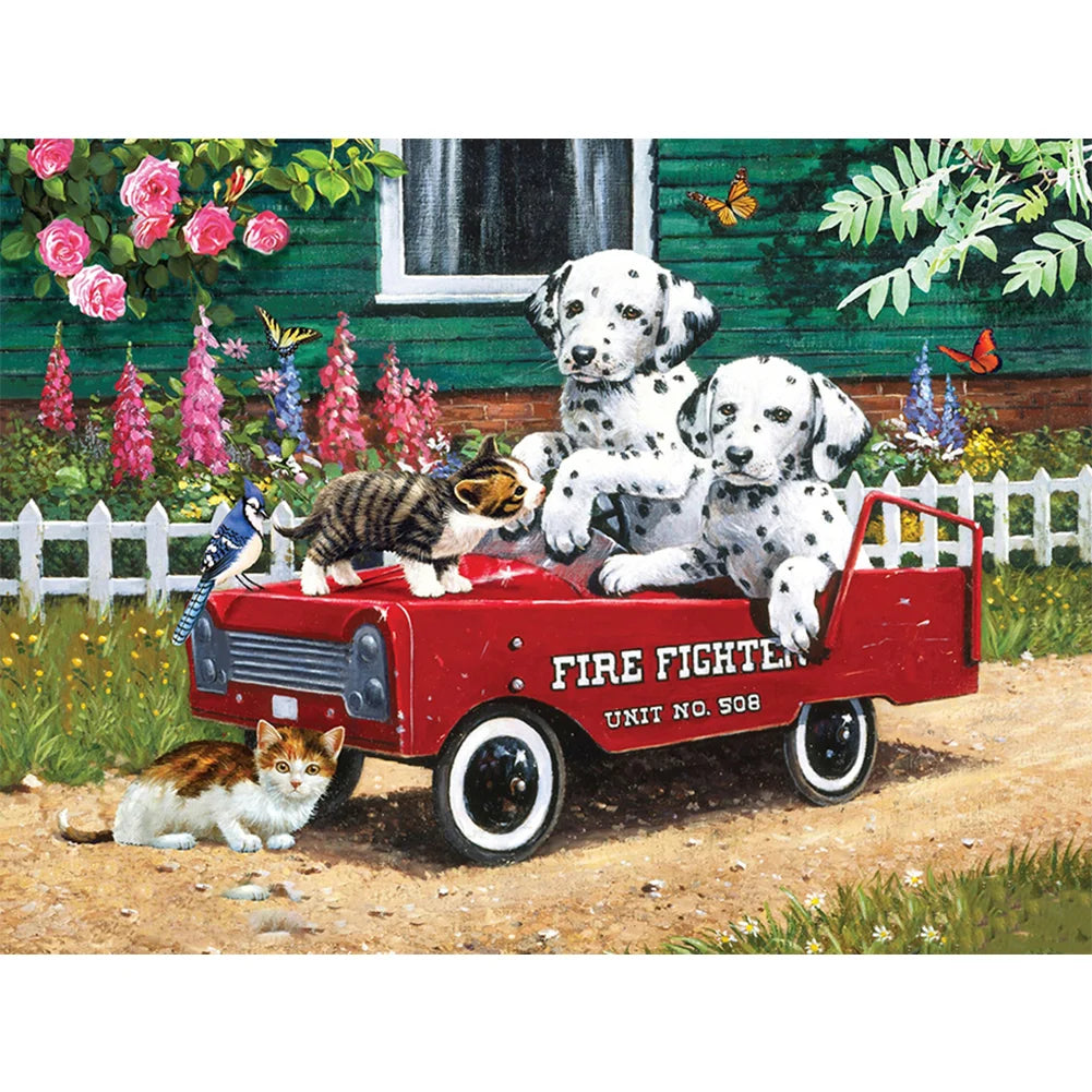 Driving Dog Great Dane | Cross Stitch Embroidery