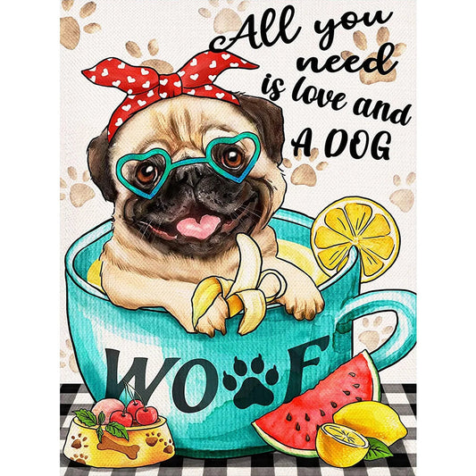 Cup Dog Pug | Cross Stitch Embroidery