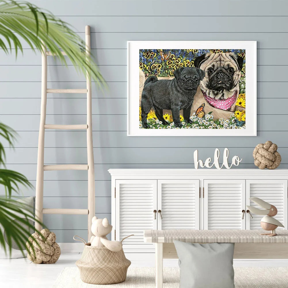 Butterfly And Dog Pug | Diamond Painting