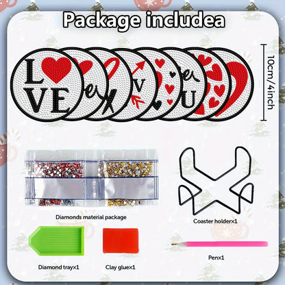 Diy 8pcs/set  Diamond Painting Coasters with Holder