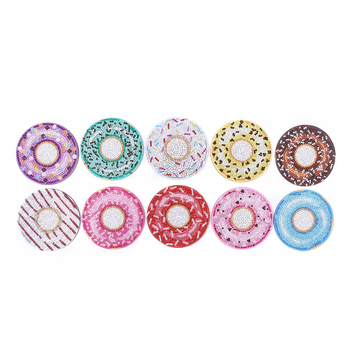Diy 10pcs/set Donut  Diamond Painting Coasters with Holder