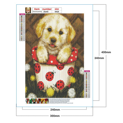 Flowerpot Dog Golden Retriever | Diamond Painting