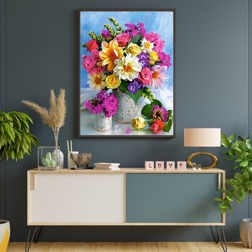 Flowers In The Basket | Diamond Painting