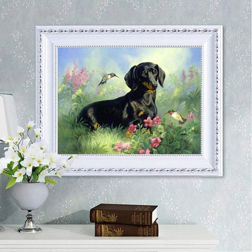 Bird And Dog Dachshund | Diamond Painting