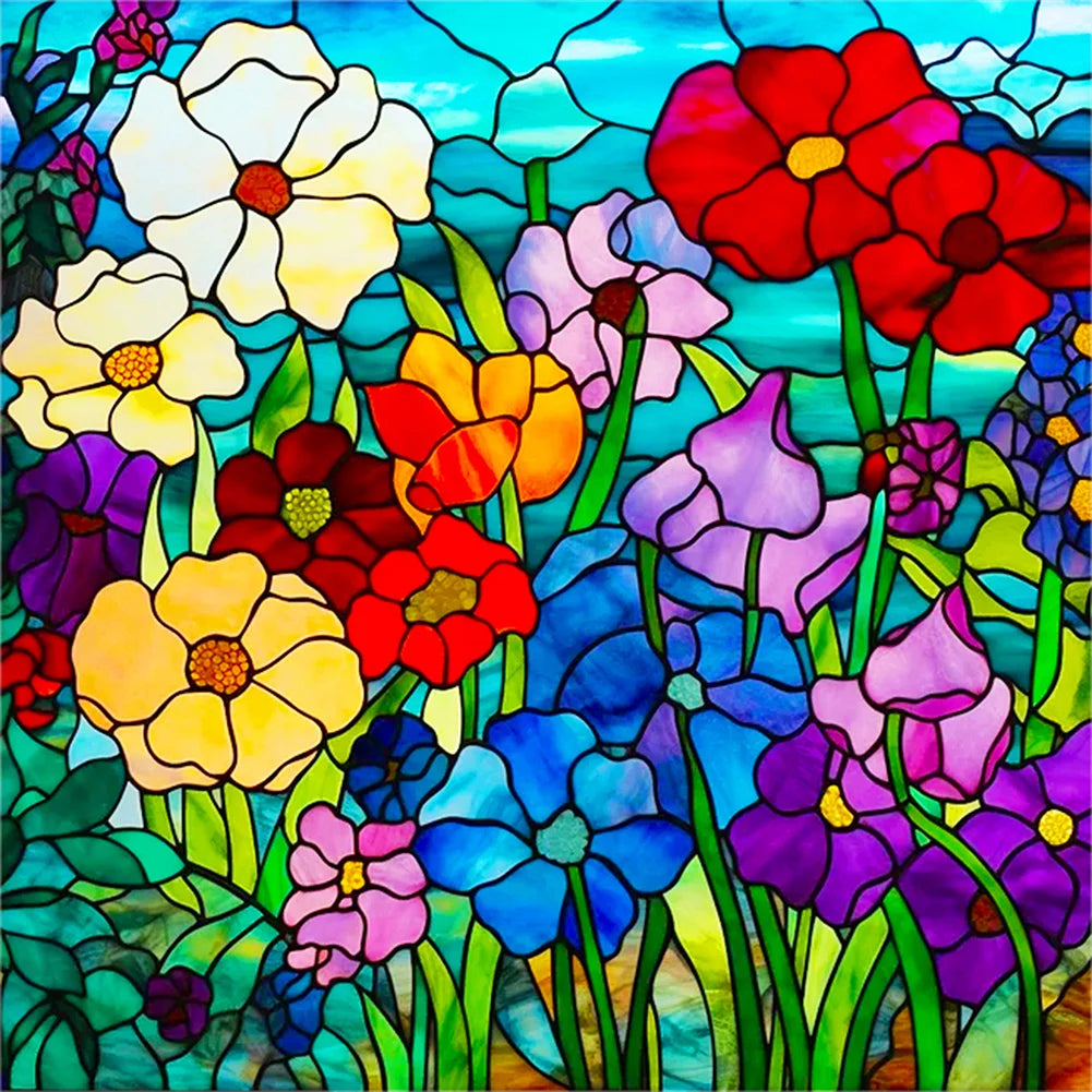 Glass Stained Flowers | Diamond Painting