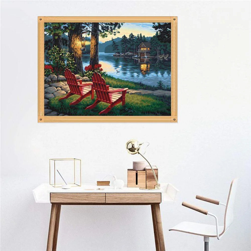 Beautiful View By The Lake | Diamond Painting