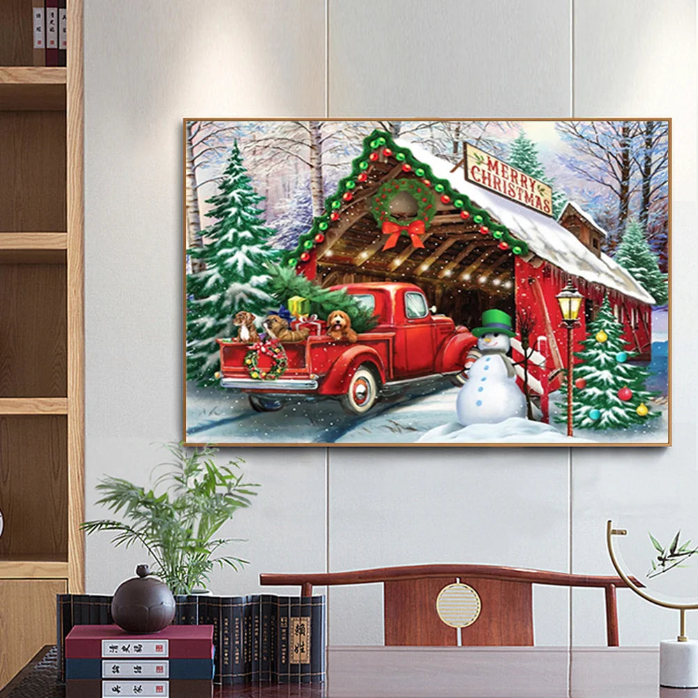 Christmas Red Cabin | Diamond Painting