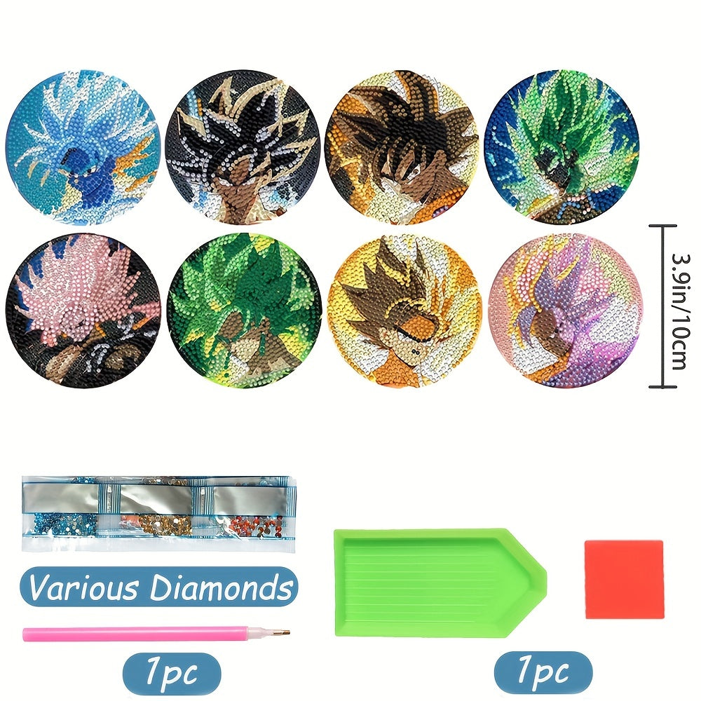 Diy 8pcs/set Cartoon  Diamond Painting Coasters with Holder